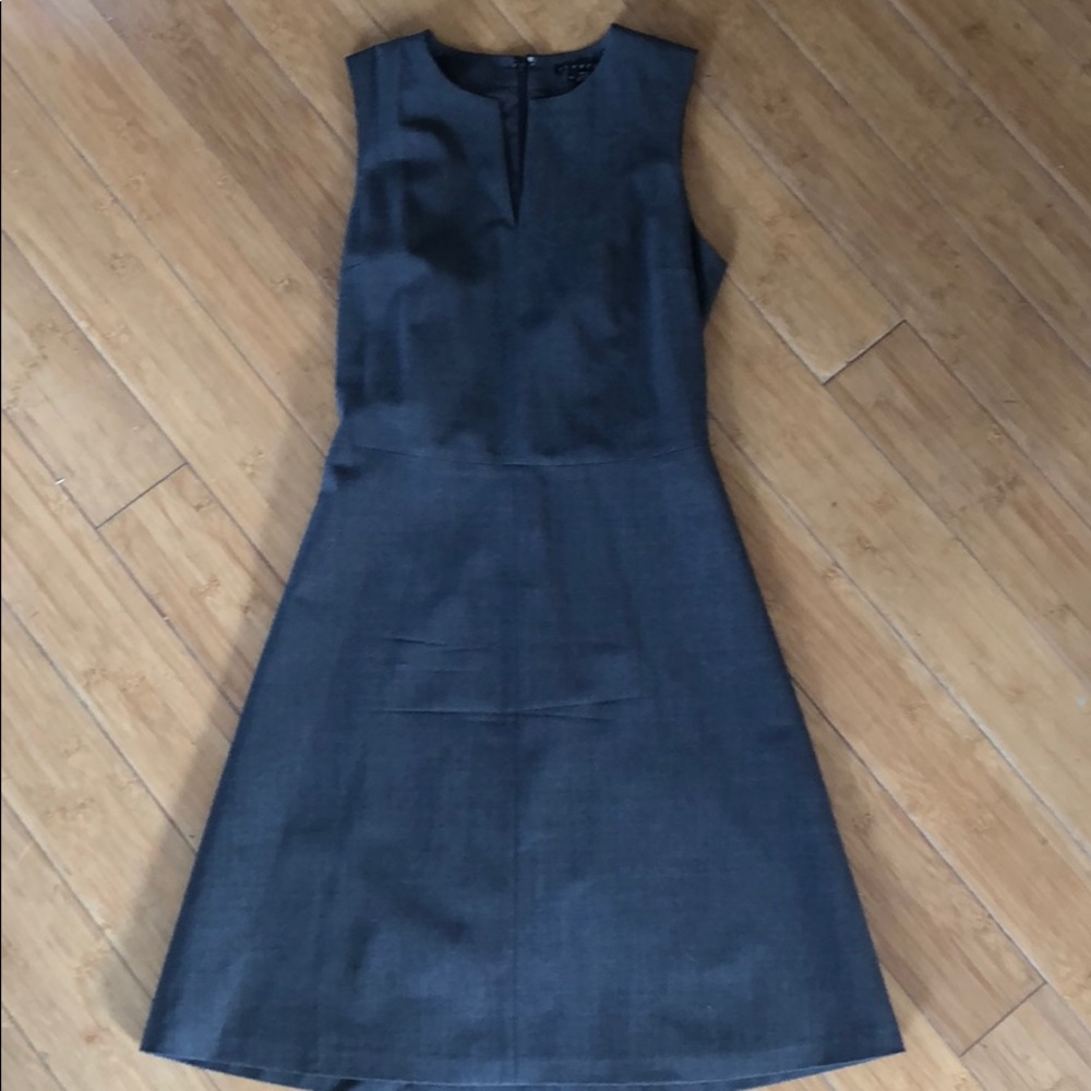 Theory grey Italian stretch wool split front dress